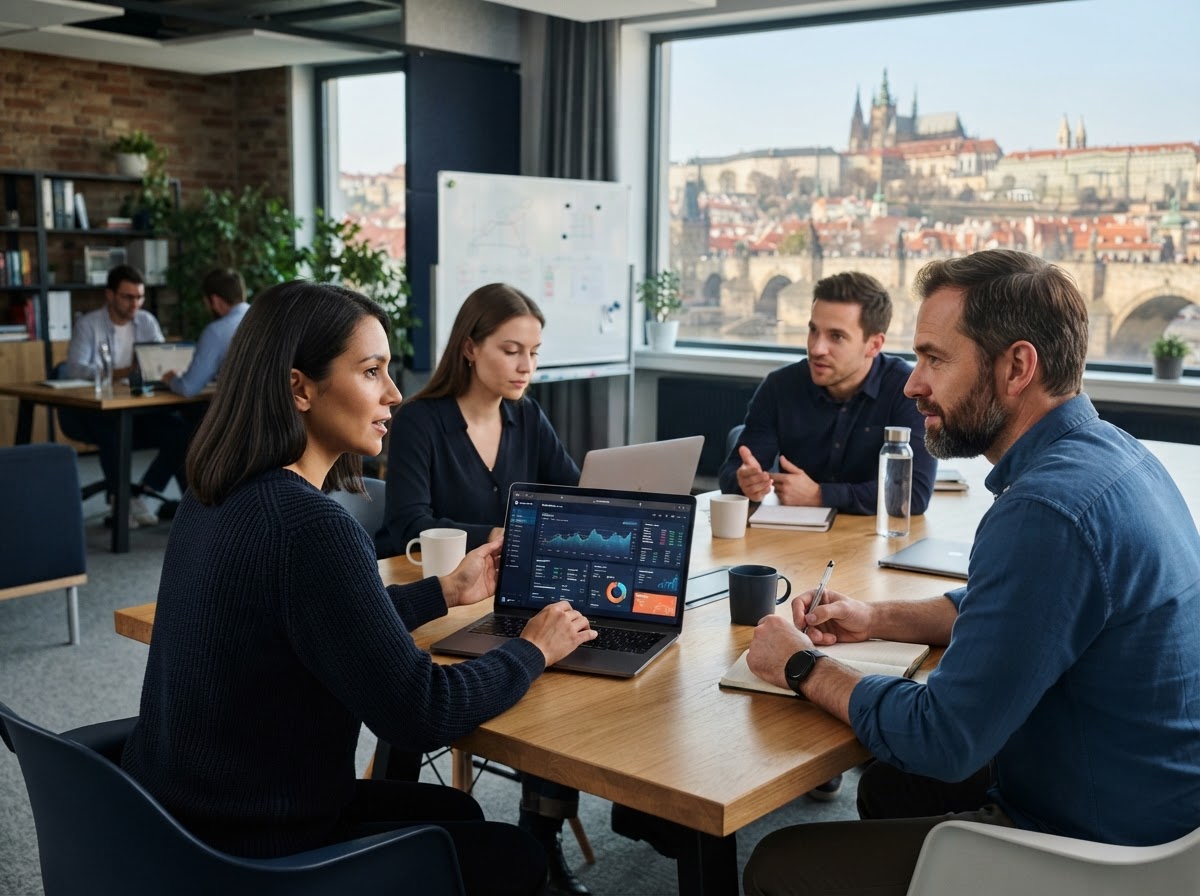 Polymarket analysts reviewing quantitative model output on a trading desk